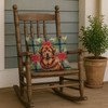 Red Gold Tibetan Mastiff Christmas Poinsettias Throw Pillow 18" x 18" product image at NuMercy 4
