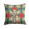 Brindle Irish Wolfhound Christmas Poinsettias Throw Pillow 18" x 18" product image at NuMercy
