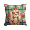 Ruby Cavalier Spaniel Christmas Poinsettias Throw Pillow 18" x 18" product image at NuMercy