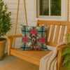 Chocolate and Rust Miniature Pinscher Min Pin Christmas Poinsettias Throw Pillow 18" x 18" product image at NuMercy 3