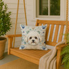 White and Cream Bichon Frise Coastal Sea Glass Throw Pillow 18" x 18" product image at NuMercy 3