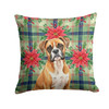 Boxer Christmas Poinsettias Throw Pillow 18" x 18" product image at NuMercy