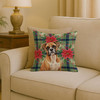 Boxer Christmas Poinsettias Throw Pillow 18" x 18" product image at NuMercy 2