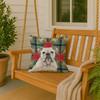 White English Bulldog Christmas Poinsettias Throw Pillow 18" x 18" product image at NuMercy 3