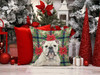 White English Bulldog Christmas Poinsettias Throw Pillow 18" x 18" product image at NuMercy 7