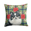 Black and White Pomeranian Christmas Poinsettias Throw Pillow 18" x 18" product image at NuMercy