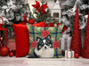 Black and White Pomeranian Christmas Poinsettias Throw Pillow 18" x 18" product image at NuMercy 7