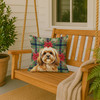 Gold Lhasa Apso Christmas Poinsettias Throw Pillow 18" x 18" product image at NuMercy 3