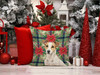 White and Tan Jack Russell Terrier Christmas Poinsettias Throw Pillow 18" x 18" product image at NuMercy 7