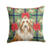 Fawn Bearded Collie Christmas Poinsettias Throw Pillow 18" x 18" product image at NuMercy