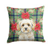 Maltipoo Christmas Poinsettias Throw Pillow 18" x 18" product image at NuMercy