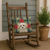 Maltipoo Christmas Poinsettias Throw Pillow 18" x 18" product image at NuMercy 4