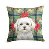 Maltese Christmas Poinsettias Throw Pillow 18" x 18" product image at NuMercy