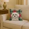 Maltese Christmas Poinsettias Throw Pillow 18" x 18" product image at NuMercy 2