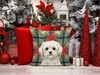 Maltese Christmas Poinsettias Throw Pillow 18" x 18" product image at NuMercy 7