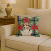 Sable Sheltie Christmas Poinsettias Throw Pillow 18" x 18" product image at NuMercy 2