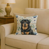 Black and Tan Tibetan Mastiff Coastal Sea Glass Throw Pillow 18" x 18" product image at NuMercy 2