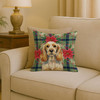 Lemon Roan English Cocker Spaniel Christmas Poinsettias Throw Pillow 18" x 18" product image at NuMercy 2