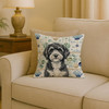 Portuguese Water Dog Coastal Sea Glass Throw Pillow 18" x 18" product image at NuMercy 2