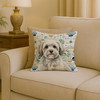 White with Gray Coton de Tulear Coastal Sea Glass Throw Pillow 18" x 18" product image at NuMercy 2
