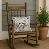 White with Gray Coton de Tulear Coastal Sea Glass Throw Pillow 18" x 18" product image at NuMercy 4