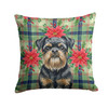Black and Tan Brussels Griffon Christmas Poinsettias Throw Pillow 18" x 18" product image at NuMercy