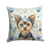 Black and Tan Yorkshire Terrier Coastal Sea Glass Throw Pillow 18" x 18" product image at NuMercy