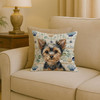 Black and Tan Yorkshire Terrier Coastal Sea Glass Throw Pillow 18" x 18" product image at NuMercy 2