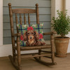 Longhaired Chocolate and Tan Dachshund Christmas Poinsettias Throw Pillow 18" x 18" product image at NuMercy 4
