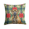 Brindle Boerboel Christmas Poinsettias Throw Pillow 18" x 18" product image at NuMercy