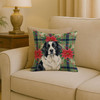 Landseer Newfoundland Christmas Poinsettias Throw Pillow 18" x 18" product image at NuMercy 2