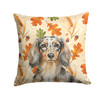 Longhaired Dapple Dachshund Heirloom Fall Throw Pillow 18" x 18" product image at NuMercy