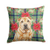 Red Shar Pei Christmas Poinsettias Throw Pillow 18" x 18" product image at NuMercy