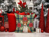 Red and White Basenji Christmas Poinsettias Throw Pillow 18" x 18" product image at NuMercy 7