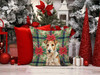 Wire Fox Terrier Christmas Poinsettias Throw Pillow 18" x 18" product image at NuMercy 7