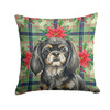 Black and Tan Tibetan Spaniel Christmas Poinsettias Throw Pillow 18" x 18" product image at NuMercy