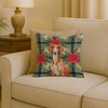 Red Saluki Christmas Poinsettias Throw Pillow 18" x 18" product image at NuMercy 2