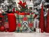 Gray Skye Terrier Christmas Poinsettias Throw Pillow 18" x 18" product image at NuMercy 7