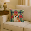 Red Shiba Inu Christmas Poinsettias Throw Pillow 18" x 18" product image at NuMercy 2
