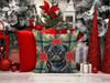 Black Pug Christmas Poinsettias Throw Pillow 18" x 18" product image at NuMercy 7