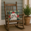 White Tibetan Spaniel Christmas Poinsettias Throw Pillow 18" x 18" product image at NuMercy 4