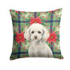 Miniature White Poodle Christmas Poinsettias Throw Pillow 18" x 18" product image at NuMercy