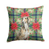 Grizzle Saluki Christmas Poinsettias Throw Pillow 18" x 18" product image at NuMercy