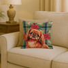 Red Pekingese Christmas Poinsettias Throw Pillow 18" x 18" product image at NuMercy 2