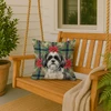 Black and White Shih Tzu Christmas Poinsettias Throw Pillow 18" x 18" product image at NuMercy 3