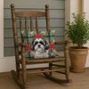 Black and White Shih Tzu Christmas Poinsettias Throw Pillow 18" x 18" product image at NuMercy 4