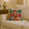 Toy Red Poodle Christmas Poinsettias Throw Pillow 18" x 18" product image at NuMercy 2