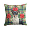 Black and White Rat Terrier Christmas Poinsettias Throw Pillow 18" x 18" product image at NuMercy