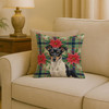 Black and White Rat Terrier Christmas Poinsettias Throw Pillow 18" x 18" product image at NuMercy 2