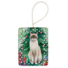Snowshoe Cat By the Christmas Tree Porcelain Ornament product image at NuMercy